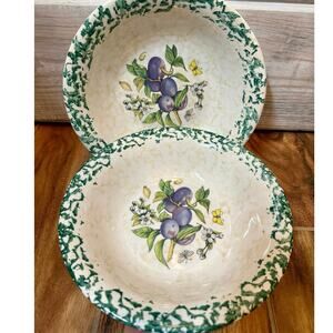 2- Himark Italian Bowls Grapes Made in Italy ceramic pasta serving 8 1/4Lx2H